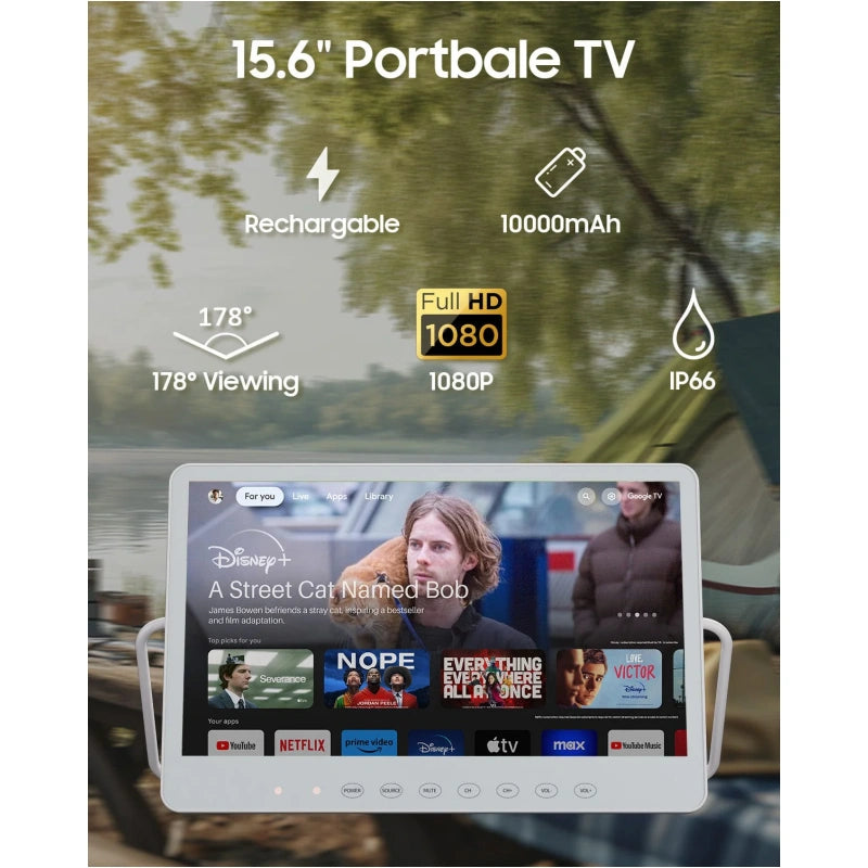 15.6-inch Portable Waterproof Smart TV - Battery Powered